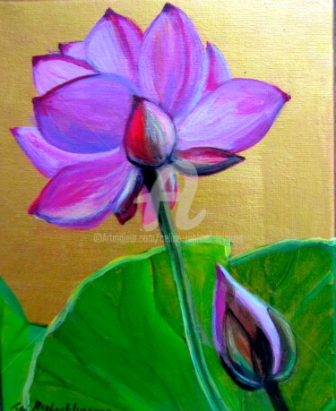 Painting titled "Lotus" by Celine Raphael-Leygues, Original Artwork