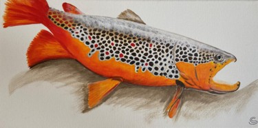 Painting titled "ARTIC CHAR" by Céline Sanson-Regnault, Original Artwork, Acrylic