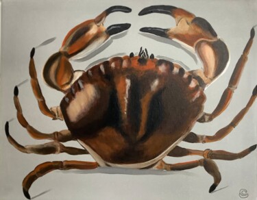 Painting titled "CRAB" by Céline Sanson-Regnault, Original Artwork, Acrylic Mounted on Wood Stretcher frame