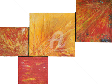 Peinture intitulée "Les quatres éléments" par C.Line, Œuvre d'art originale, Acrylique