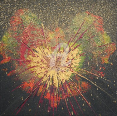 Peinture intitulée "Cœur galactique" par C.Line, Œuvre d'art originale, Acrylique