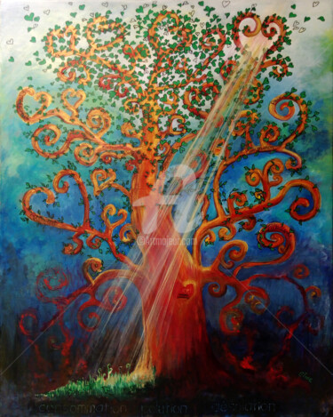 Peinture intitulée "L'arbre coeur" par C.Line, Œuvre d'art originale, Acrylique