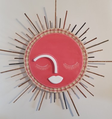 Skulptur mit dem Titel "Le soleil rose" von Céline Sicard, Original-Kunstwerk, Keramik