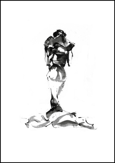 Dessin intitulée "Douceur de corps -…" par Celine Violet, Œuvre d'art originale, Encre