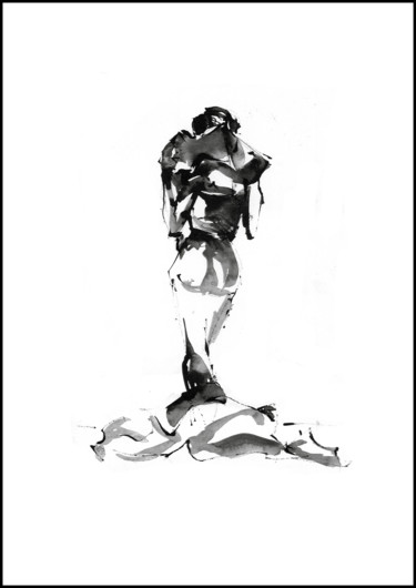 Drawing titled "Douceur de corps -…" by Celine Violet, Original Artwork, Ink