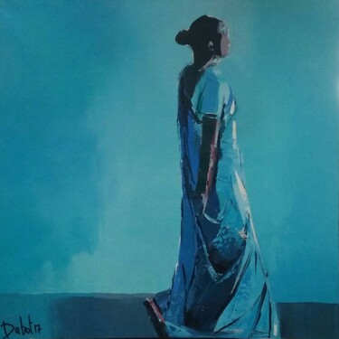 제목이 "Femme en bleu"인 미술작품 Celine Dabot로, 원작, 기름 artwork_cat.에 장착됨