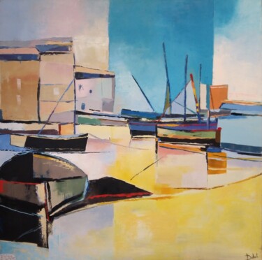 Painting titled "Collioure" by Celine Dabot, Original Artwork, Oil Mounted on Wood Stretcher frame
