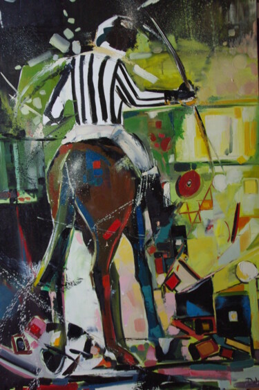 Peinture intitulée "L'arbitre" par Celine Dabot, Œuvre d'art originale, Huile Monté sur Châssis en bois