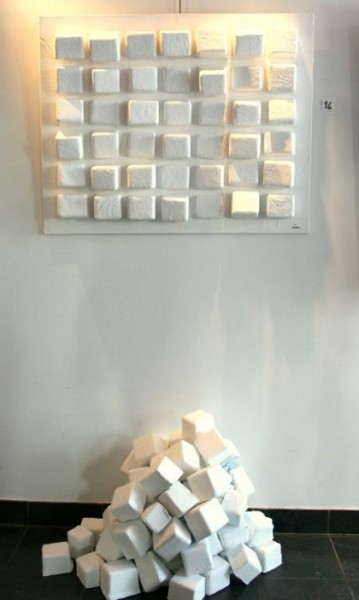 Sculpture titled "Cubisme Conceptuel" by Cel Ine, Original Artwork, Mixed Media