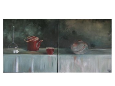 Peinture intitulée "le thé de Loul" par Céline Laforêt, Œuvre d'art originale, Huile