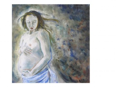 Painting titled "FEMME ENCEINTE" by Céline Laforêt, Original Artwork, Oil