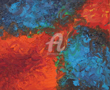 Peinture intitulée "de feu et de glace" par Céline Lanau, Œuvre d'art originale, Acrylique