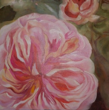 Peinture intitulée "roses anglaises" par Celine Royer, Œuvre d'art originale, Huile