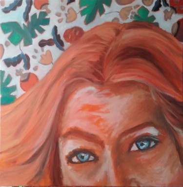 Peinture intitulée "Blue eyes" par Celine Royer, Œuvre d'art originale, Huile