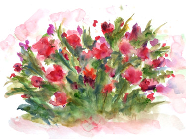 Pintura intitulada "flowers" por Céline Vicente, Obras de arte originais, Aquarela