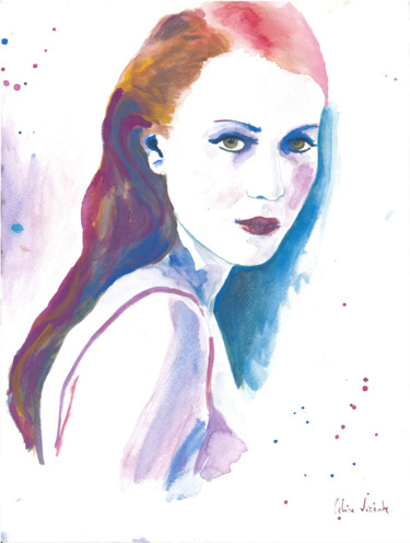 Painting titled "Ema" by Céline Vicente, Original Artwork, Watercolor