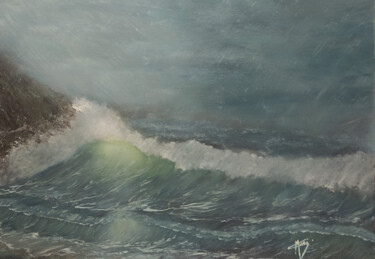 Painting titled "Avis de tempête !" by Célinne, Original Artwork, Oil
