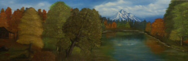 Peinture intitulée "paysage d'automne" par Célinne, Œuvre d'art originale, Huile