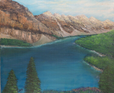 Peinture intitulée "lac alberta" par Célinne, Œuvre d'art originale, Huile