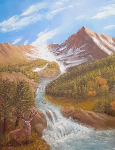 Painting titled "La nature nous pard…" by Célinne, Original Artwork, Oil