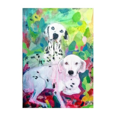 Painting titled "Dogs" by Cecilia Llorca, Original Artwork, Acrylic