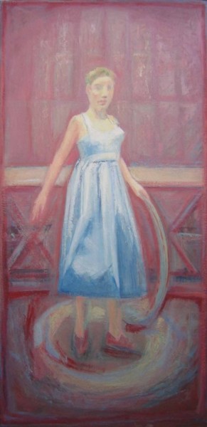 Peinture intitulée "Jeune fille au cerc…" par Mumtaz Celtik, Œuvre d'art originale