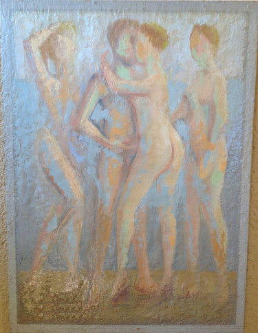 Peinture intitulée "Les baigneuses" par Mumtaz Celtik, Œuvre d'art originale, Huile