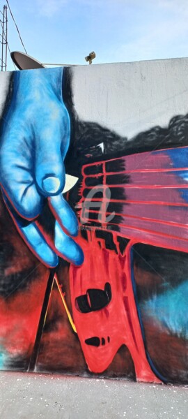 Malarstwo zatytułowany „Guitar” autorstwa Cely Feliz, Oryginalna praca, Farba w spray'u
