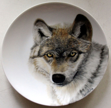 Peinture intitulée "Jeune loup" par Myriam Suter, Œuvre d'art originale