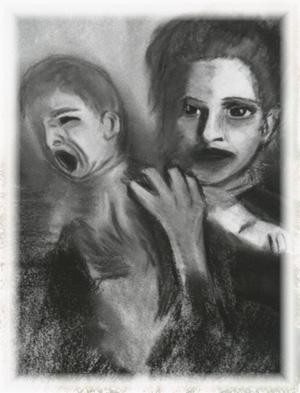Dessin intitulée "femme et enfant" par Pineda Cendrine, Œuvre d'art originale