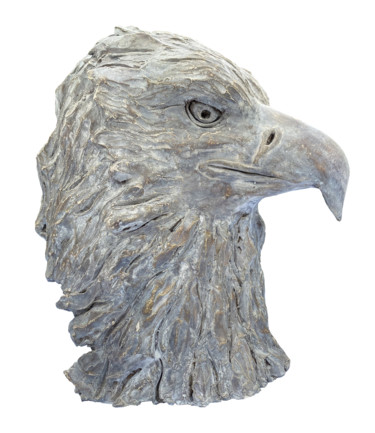 Sculpture intitulée "Tête d'Aigle" par Cendrique Nouchy-Desjeux, Œuvre d'art originale, Terre cuite