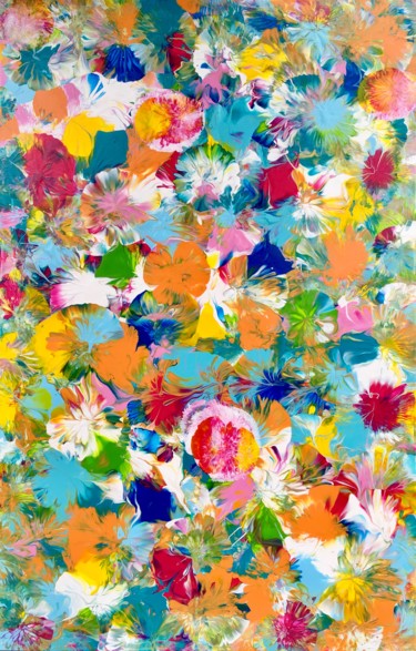 Peinture intitulée "fleurs-multicolores…" par Cendrique Nouchy-Desjeux (Cendrique Art), Œuvre d'art originale, Acrylique