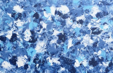 Painting titled "FLEURS BLEUS" by Cendrique Nouchy-Desjeux (Cendrique Art), Original Artwork, Acrylic Mounted on Wood Stretc…