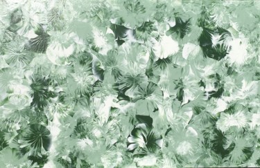 Painting titled "fleurs vert amande" by Cendrique Nouchy-Desjeux (Cendrique Art), Original Artwork, Acrylic Mounted on Wood…