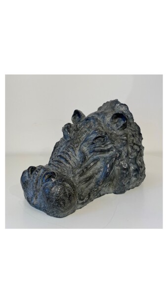 Skulptur mit dem Titel "TETE HIPPO EN BRONZE" von Cendrique Nouchy-Desjeux (Cendrique Art), Original-Kunstwerk, Bronze