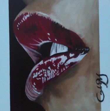 Painting titled "KISS 3" by Cendrom, Original Artwork, Acrylic Mounted on Wood Stretcher frame