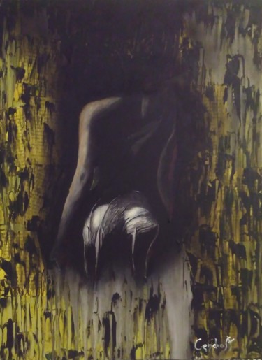 Peinture intitulée "LA FACE CACHEE" par Cendrom, Œuvre d'art originale, Acrylique Monté sur Panneau de bois