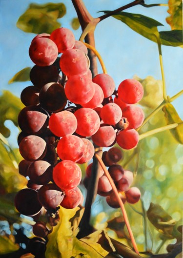 Painting titled "Bunch of grapes / G…" by Istvan Cene Gal, Original Artwork, Oil
