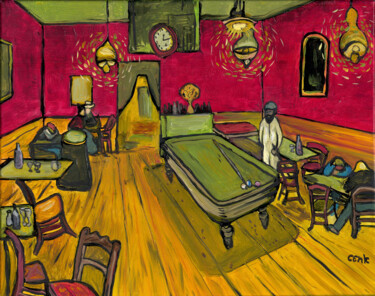 Peinture intitulée "The night café" par Cenk Ozturk, Œuvre d'art originale, Huile Monté sur Châssis en bois
