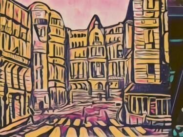 Digitale Kunst mit dem Titel "Rue de paris Digita…" von Cenk Ozturk, Original-Kunstwerk, 2D digitale Arbeit