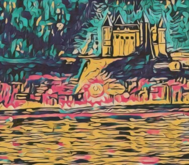 Arte digital titulada "Chateau de saumur c…" por Cenk Ozturk, Obra de arte original, Trabajo Digital 2D