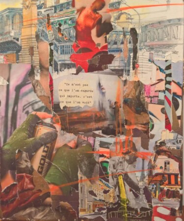 Collages intitulée "REGARDER ET VOIR" par Centlad Colle Girl, Œuvre d'art originale, Découpages
