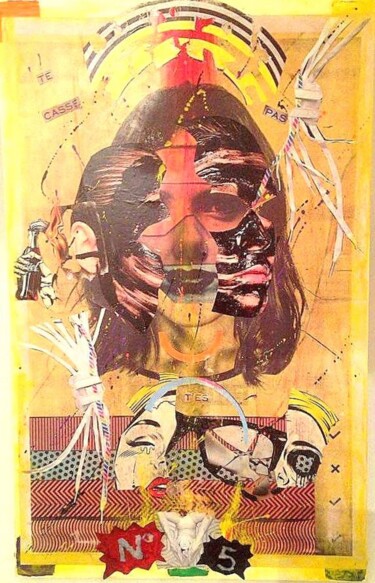 Collages intitulée "NUMBER 5" par Centlad Colle Girl, Œuvre d'art originale, Papier