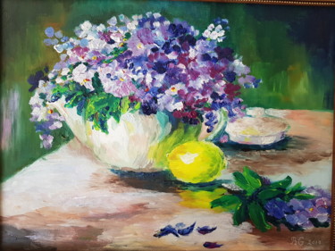 Painting titled "Натюрморт с лимоном" by Regina Grauberger, Original Artwork, Oil