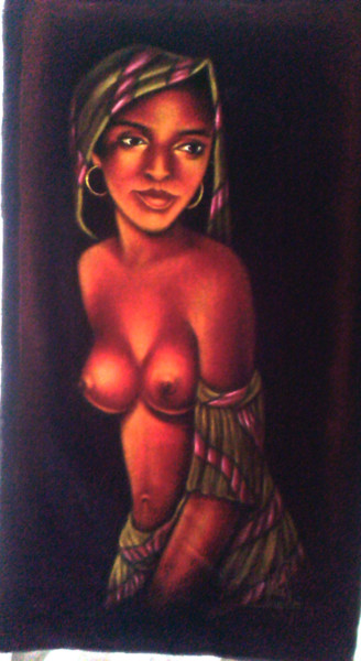 Peinture intitulée "la belle villageoise" par Blackson Malengela, Œuvre d'art originale, Acrylique