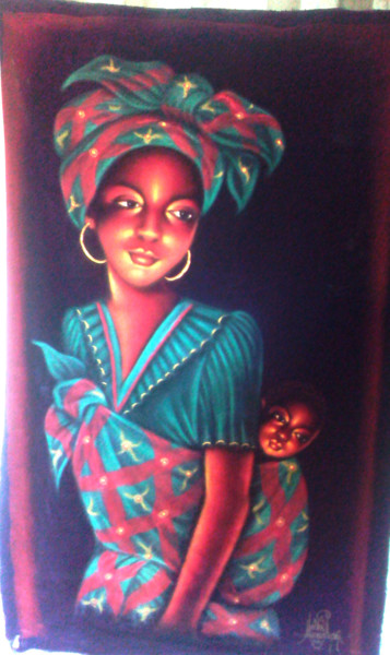 Peinture intitulée "Mama Afrika" par Blackson Malengela, Œuvre d'art originale, Encre