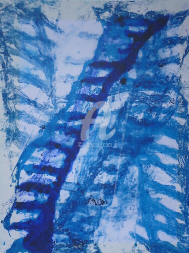 Peinture intitulée "traces blue3" par Cerdan, Œuvre d'art originale