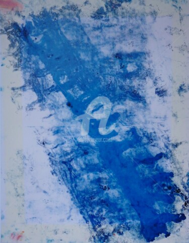 Peinture intitulée "traces blue2" par Cerdan, Œuvre d'art originale