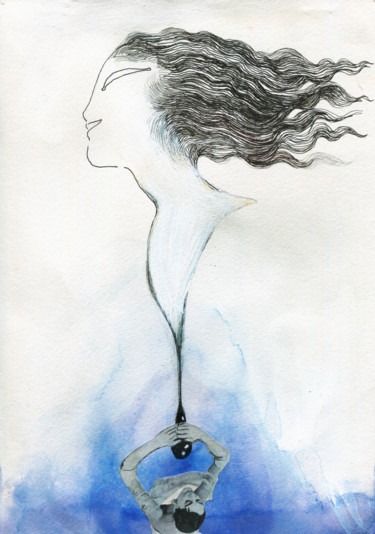 Disegno intitolato "Soul drops" da Maria Cristina Cerminara, Opera d'arte originale, Acquarello