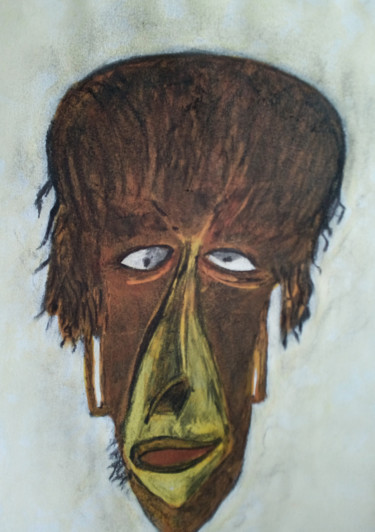 Картина под названием "masque-africain" - Annick Cernesse, Подлинное произведение искусства, Пастель